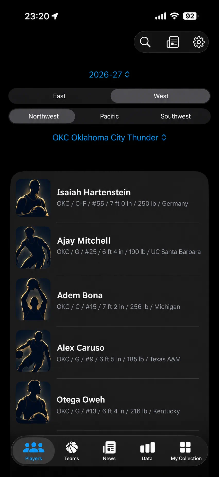 List app screen